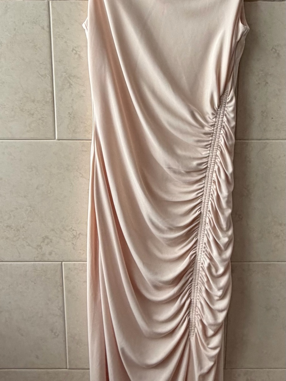 Zara Beige Ruched Midi Dress